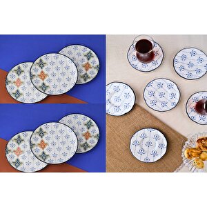 Tabak Evi Porselen Audrey 6 Kişilik Pasta Takımı 20cm Ve Çay Tabak Takımı 12cm