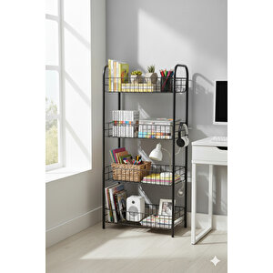 4 Katlı Kitaplık & Ayakkabılık, Banyo, Mutfak, Oyuncak Rafı Metal Kitaplık 80x40x23 Cm