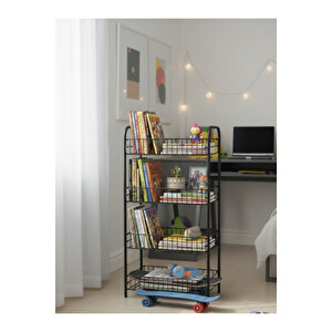4 Katlı Kitaplık & Ayakkabılık, Banyo, Mutfak, Oyuncak Rafı Metal Kitaplık 80x40x23 Cm