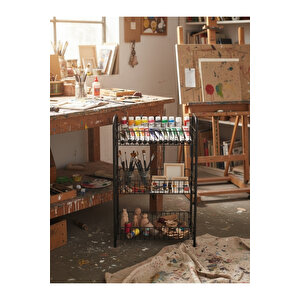 3 Katlı Kitaplık & Ayakkabılık, Banyo, Mutfak, Oyuncak Rafı Metal Kitaplık 60x40x23 Cm