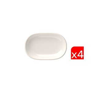 Tabak Evi Porselen Magnus Oval Kayık Tabak 13,50x8,50x2,50cm 4 Lü