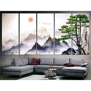 Japon Dağ Kanvas Sanatı; Suluboya Dağ Reprodüksiyonu; Minimalist Asya Manzara; Büyük Kanvas Tablo