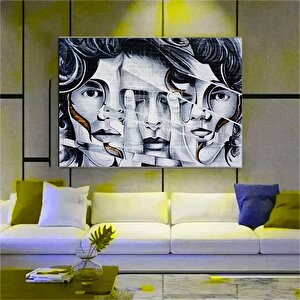 Modern Grafiti Duvar Resmi Siyah Beyaz Portre Baskılı Tuval Sanatı Dekoratif