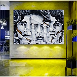 Modern Grafiti Duvar Resmi Siyah Beyaz Portre Baskılı Tuval Sanatı Dekoratif