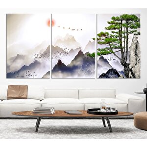 Japon Dağ Kanvas Sanatı; Suluboya Dağ Reprodüksiyonu; Minimalist Asya Manzara; Büyük Kanvas Tablo