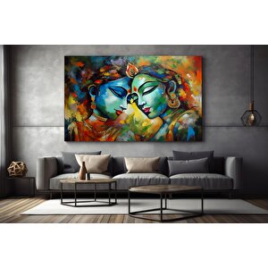 Radha Krishna Tablosu, Çoğaltma Sanatı Kanvası, Hindistan Geleneksel Baskısı