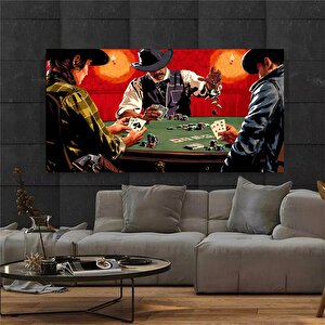 Cowboylar Arasında Poker Oyunu – Asmaya Hazır Modern Soyut Duvar Sanatı 100x200 cm