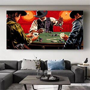 Cowboylar Arasında Poker Oyunu – Asmaya Hazır Modern Soyut Duvar Sanatı 75x150 cm