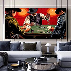 Cowboylar Arasında Poker Oyunu – Asmaya Hazır Modern Soyut Duvar Sanatı 60x120 cm