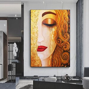 Gustav Klimt 'altın Gözyaşları' Kanvas Tablosu; Klimt Duvar Sanatı Baskısı 90x150 cm
