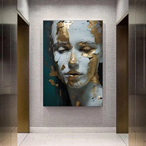 Altın Kadın Portresi Kanvas; Zarif Duvar Tablosu 40x60 cm