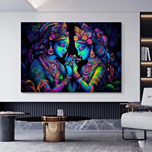 Radha Krishna Kanvas Tablo; Geleneksel Hint Sanatı 100x150 cm