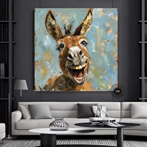 Komik Eşek Tablosu; Gülümseyen Eşek Duvar Asması; Renkli Eşek Kanvas Baskısı – Eğlenceli Ve Canlı Ha 30x30 cm