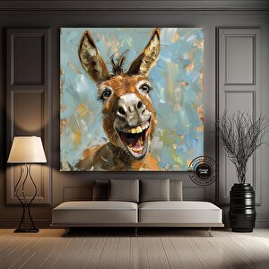 Komik Eşek Tablosu; Gülümseyen Eşek Duvar Asması; Renkli Eşek Kanvas Baskısı – Eğlenceli Ve Canlı Ha 30x30 cm