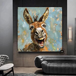 Komik Eşek Tablosu; Gülümseyen Eşek Duvar Asması; Renkli Eşek Kanvas Baskısı – Eğlenceli Ve Canlı Ha