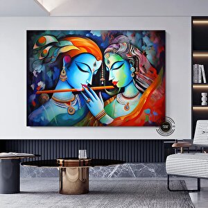 Radha Krishna Kanvas Tablosu; Geleneksel Hint Sanatı 60x120 cm