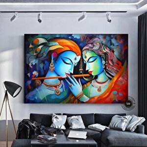 Radha Krishna Kanvas Tablosu; Geleneksel Hint Sanatı 60x120 cm