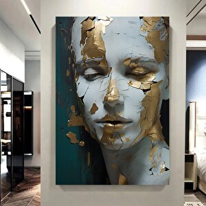 Altın Kadın Portresi Kanvas; Zarif Duvar Tablosu 90x150 cm