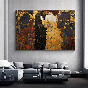 The Kiss Kanvas; Klimt Stili; Öpüşen Aşıklar Tablosu