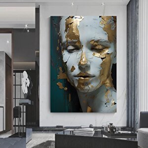 Altın Kadın Portresi Kanvas; Zarif Duvar Tablosu 70x100 cm