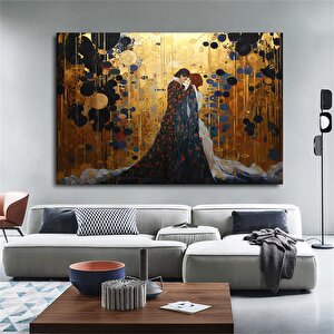 Öpücük Kanvas Tablosu; Klimt Tarzı; Büyük Kanvas 80x120 cm