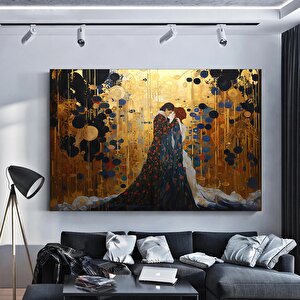 Öpücük Kanvas Tablosu; Klimt Tarzı; Büyük Kanvas