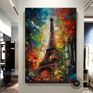 Eyfel Kulesi Soyut Çerçeveli Poster; Paris Baskısı; Renkli Resim; Paris Duvar Sanatı; Renkli Duvar D