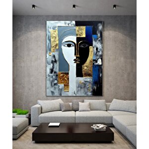 Soyut Yüz Kanvas Tablo; Portre Sanatı; Asmaya Hazır; Trend Dekor; Hediye