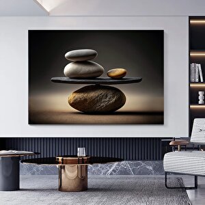 Denge Temalı Kanvas Sanatı; Kayalar Ve Çakıllar; Soyut Denge 100x150 cm
