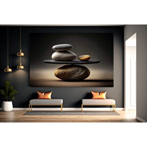Denge Temalı Kanvas Sanatı; Kayalar Ve Çakıllar; Soyut Denge 100x150 cm