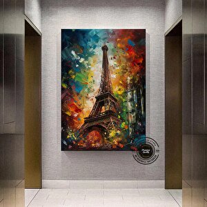 Eyfel Kulesi Soyut Çerçeveli Poster; Paris Baskısı; Renkli Resim; Paris Duvar Sanatı; Renkli Duvar D 30x40 cm