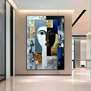 Soyut Yüz Kanvas Tablo; Portre Sanatı; Asmaya Hazır; Trend Dekor; Hediye 70x100 cm