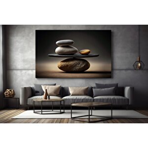 Denge Temalı Kanvas Sanatı; Kayalar Ve Çakıllar; Soyut Denge
