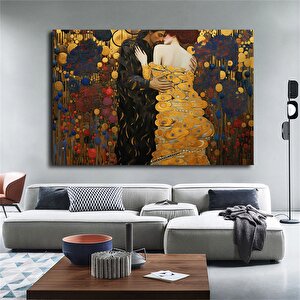 The Kiss Kanvas; Klimt Stili; Öpüşen Aşıklar Tablosu 60x120 cm