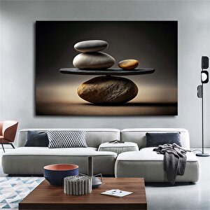 Denge Temalı Kanvas Sanatı; Kayalar Ve Çakıllar; Soyut Denge 60x90 cm