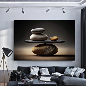Denge Temalı Kanvas Sanatı; Kayalar Ve Çakıllar; Soyut Denge