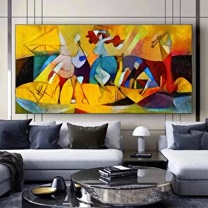 Picasso Stili Kanvas; Canlı Renkler 80x160 cm