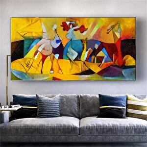 Picasso Stili Kanvas; Canlı Renkler 80x160 cm