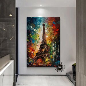 Eyfel Kulesi Soyut Çerçeveli Poster; Paris Baskısı; Renkli Resim; Paris Duvar Sanatı; Renkli Duvar D 40x60 cm