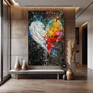 Graffiti Kalp Eller Kanvas; Sevgi Hediyesi 70x150 cm