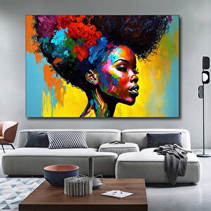 Modern Afro-amerikan Kadın Graffiti Duvar Sanatı; Kadın Graffiti Dekoru 50x70 cm