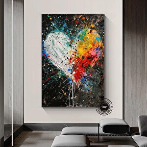 Graffiti Kalp Eller Kanvas; Sevgi Hediyesi 30x40 cm