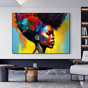 Modern Afro-amerikan Kadın Graffiti Duvar Sanatı; Kadın Graffiti Dekoru 40x60 cm