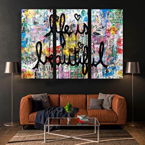 Life Is Beautiful Mr.brainwash Kanvas; Graffiti Pop Art; Arkadaşa Hediye