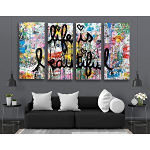 Life Is Beautiful Mr.brainwash Kanvas; Graffiti Pop Art; Arkadaşa Hediye