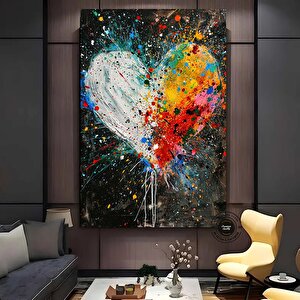 Graffiti Kalp Eller Kanvas; Sevgi Hediyesi 100x150 cm