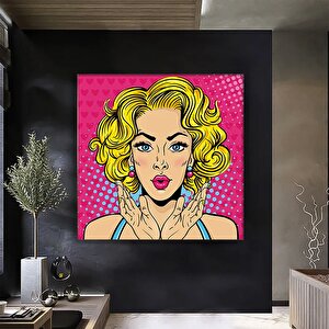 Pop Art Kadın Duvar Sanatı – Komik Stil, Dudak Temalı Baskı 60x60 cm