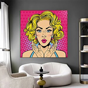 Pop Art Kadın Duvar Sanatı – Komik Stil, Dudak Temalı Baskı 40x40 cm