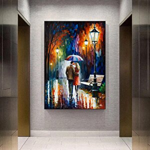 Aşk Kanvas Baskısı; Şemsiye Altında Öpüşen 80x120 cm