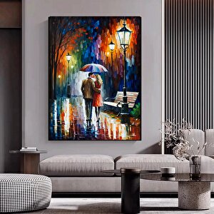 Aşk Kanvas Baskısı; Şemsiye Altında Öpüşen